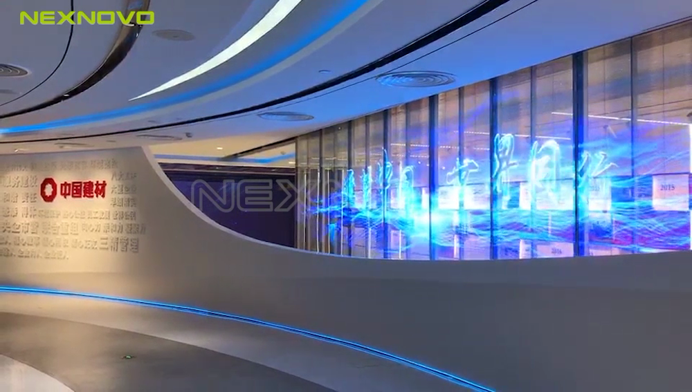 High resolution transparent LED wall for China National Building Material Group(图2)